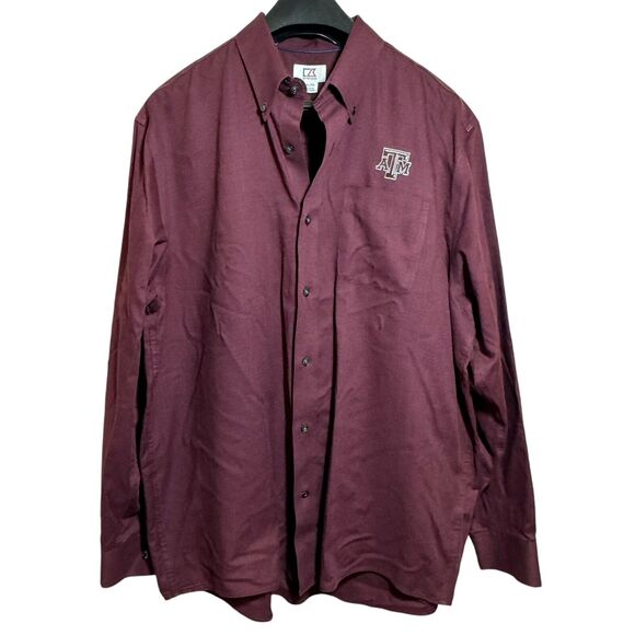 Cutter & Buck Texas A&M Aggies Button Down Shirt Men’s Extra Large Maroon - Picture 1 of 4